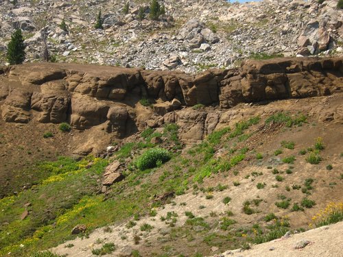 Weird mudstone outcrop with spring at its base