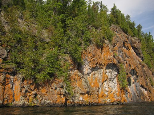 Lichen Covered Cliffs on Canadian side of Knife Lake