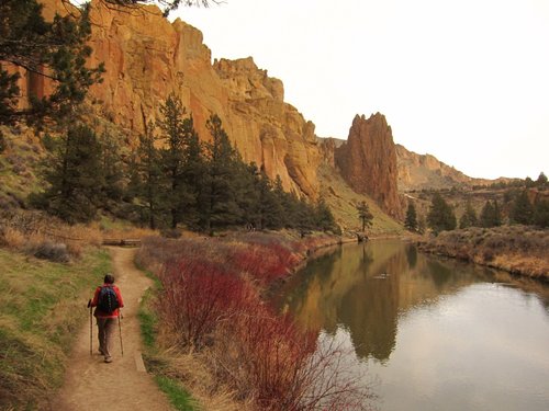 Warm afternoon Light as we approach the bridge across untroubled waters and our last climb out of the river to the rim on the right
