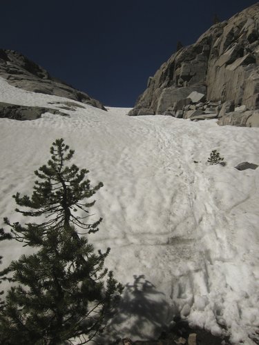 Steep snow up to Garnet Lake