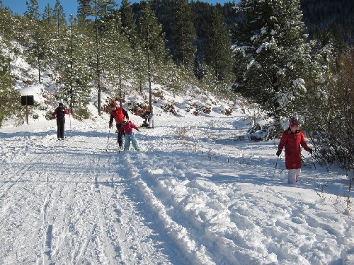 Another family group heading up the road as we return