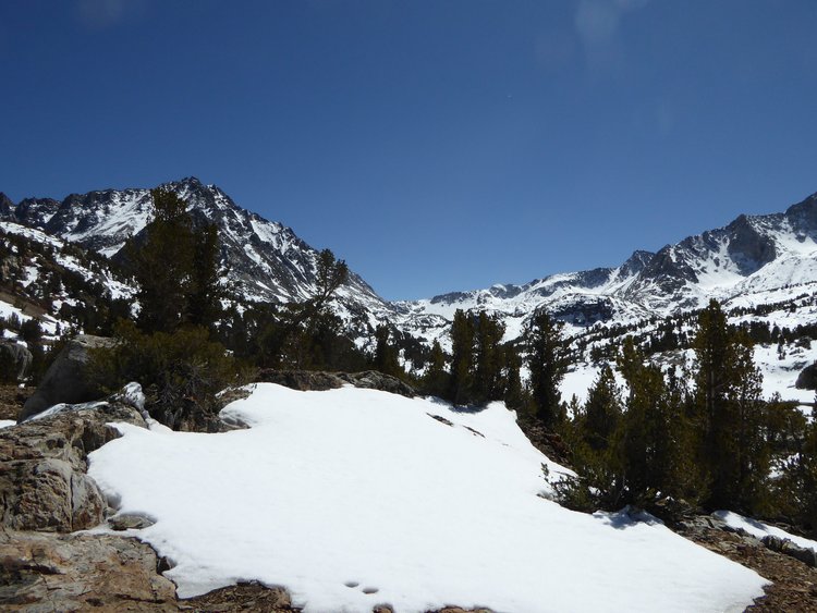 View from Long Lake in general direction of Bishop Pass.