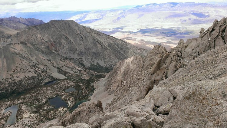 Looking down to the east side of Kearsarge Pass