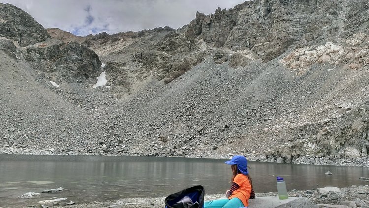 Gould Pass is up there above Golden Trout Lake.  One could circle around the lake on its right side and pick a way straight up the gully to the low spot on the ridge,...