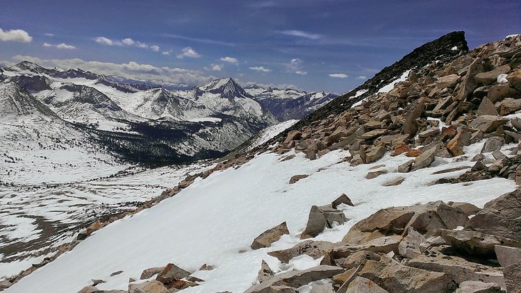 Looking back after ascending most of the west ridge.