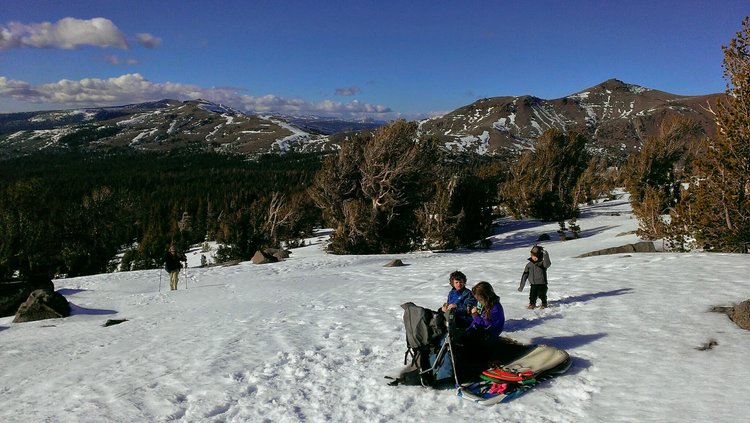 Taking a break after heading upslope from the main lower trail to the base of Elephants Back.  We bypassed Frog Lake area.