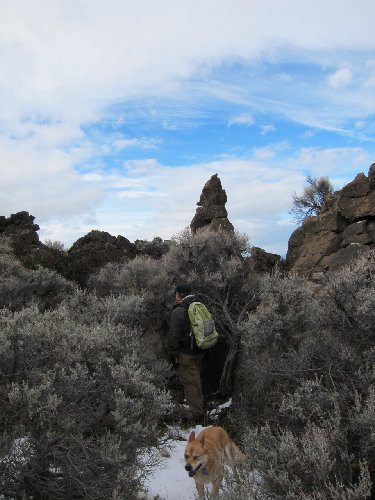 Sometimes the way was not obvious.  We twisted the sage on the right and worked our way thru a narrow passage.