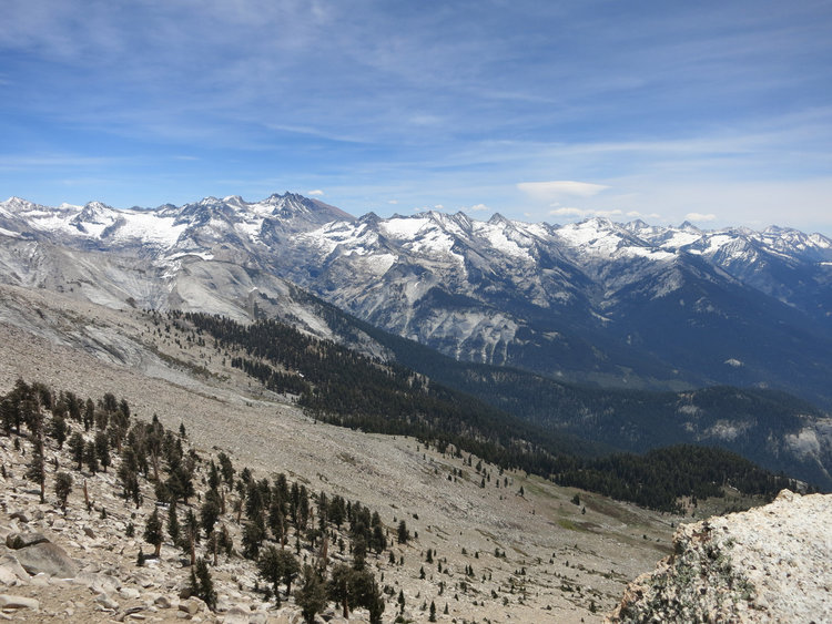 Great Western Divide.  Rangers said crampons required on HST at Kaweah Gap.