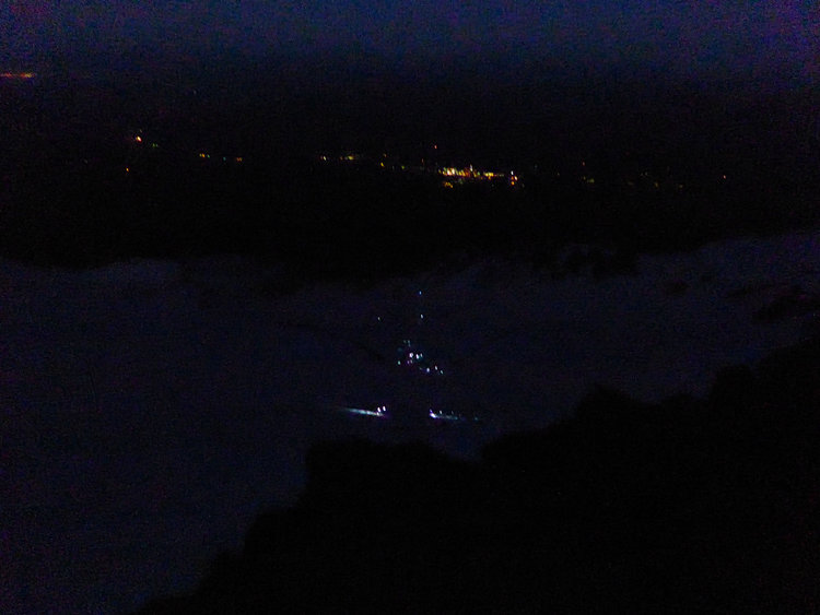 headlights of the people below me after catching the last group of guys below red banks