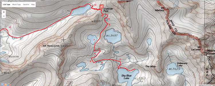 Map of Crabtree Pass route