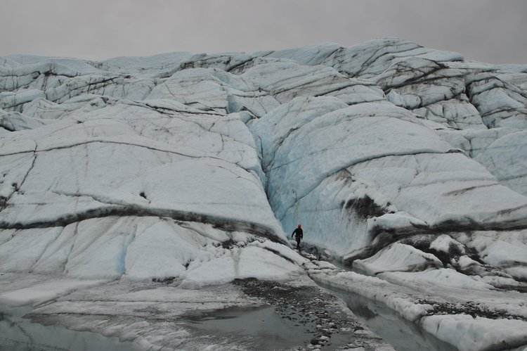 The lower reaches of the Matanuska Glacier are still huge.