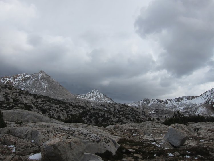 Dark clouds and thunder at 2:00 pm just below Pinchot Pass.