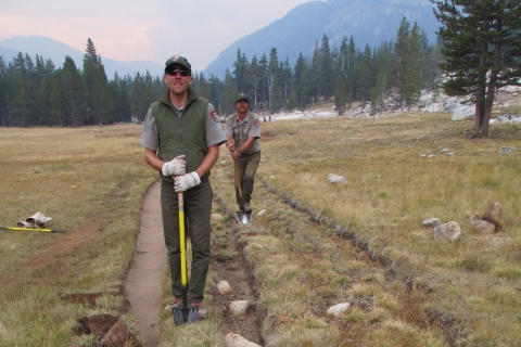 Trail crew doing some maintenance.  No MTB's caused this
