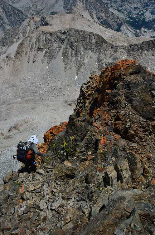 It's a long way down through endless talus that inevitably likes to move every now and again.