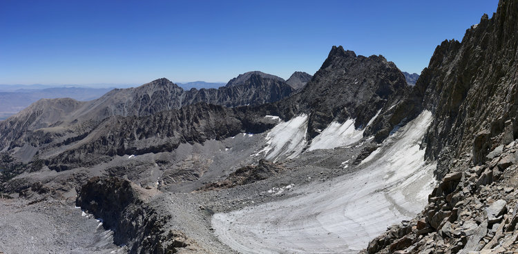 What a majestic view of the un named glacier below Palisade Crest and Norman Clyde Glacier along with Norman Clyde Peak.<br />@ Rogue Photonic