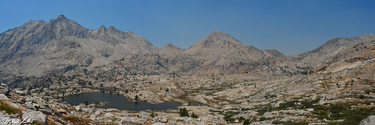 Looking back at Observation Peak and Pass along with Dumbbell Lakes Basin. Such a scenic area.. but smoke infested.
