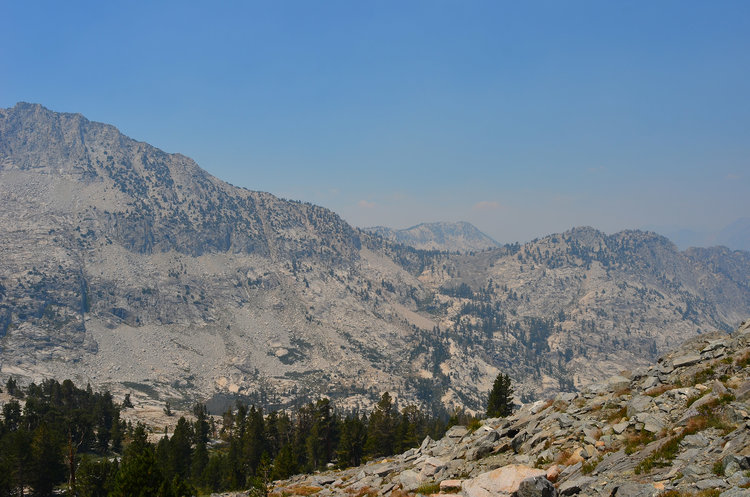 Grey Pass across the South Fork Cartridge Creek drainage between White and Grey Passes. Just lovely isn't it... With all that smoke.