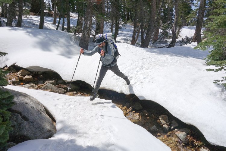 As we got closer to Panther Gap, crossing the snow drifts required some fun jumping.