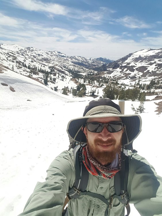 on top of Brown Bear Pass Looking back down into Lunch Meadow