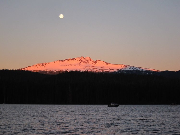 Sunrise on Diamond Peak while fishing at Odell Lake, June 21