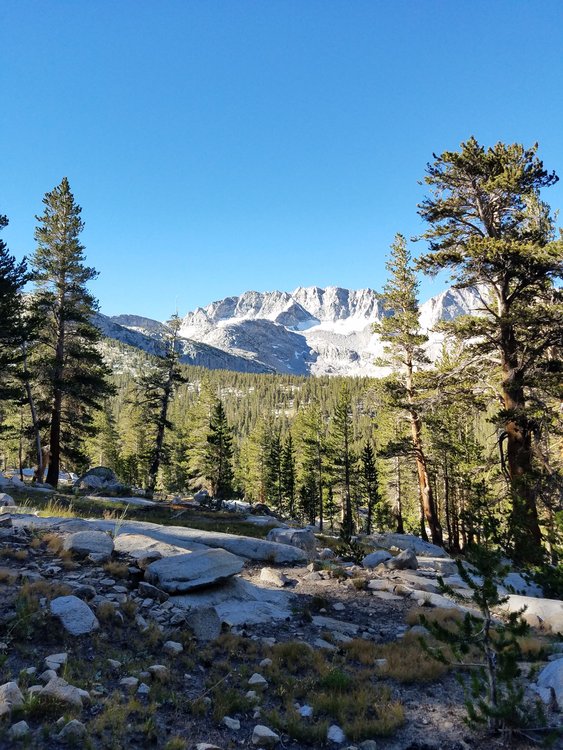 First glimpses of the glacier divide to the south.