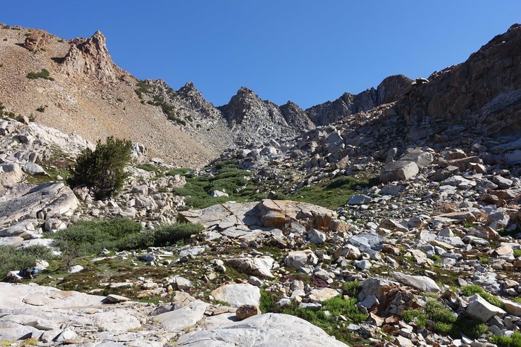 Looking up at Red Peak Pass from the Ottoway Side