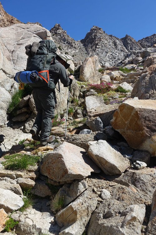 The trail up to Red Peak Pass is very steep in places.