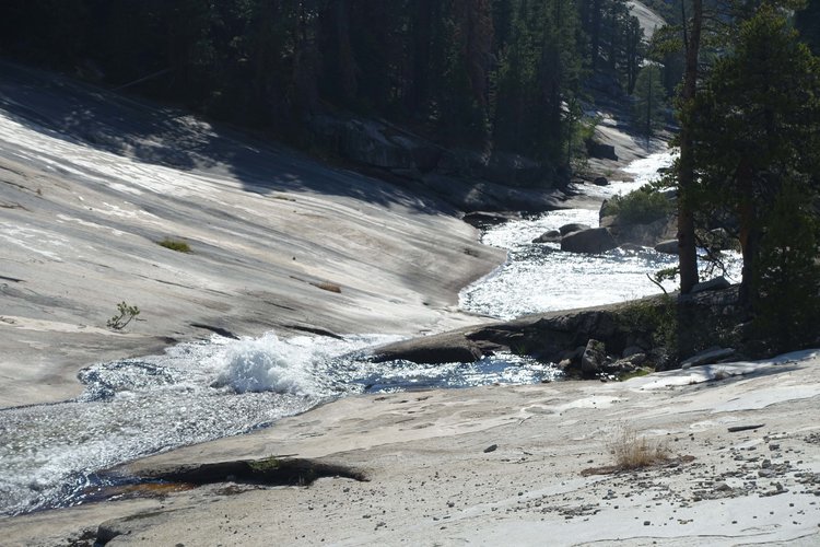Shooting water below the Merced lake outlet