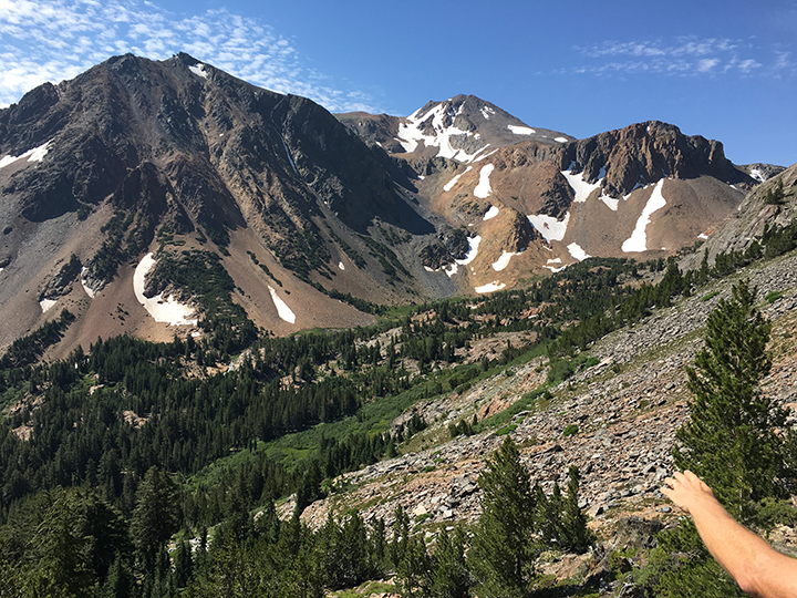 Looking down upon Glines Canyon, Gabbro Peak to the left