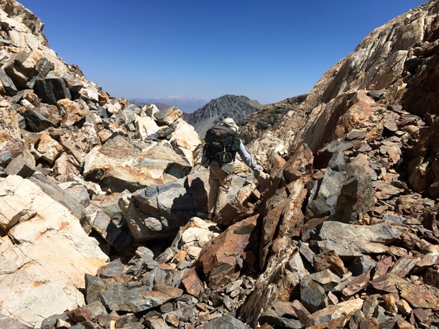 Starting down Horse Creek Pass