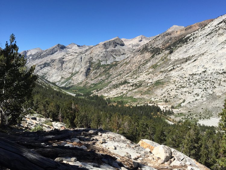 View into Muro Blanco during descent from Bench Lake