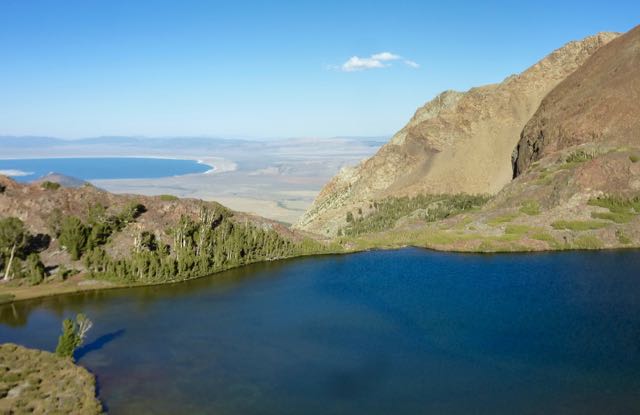 Upper Sardine Lake with Mono Lake in the distance