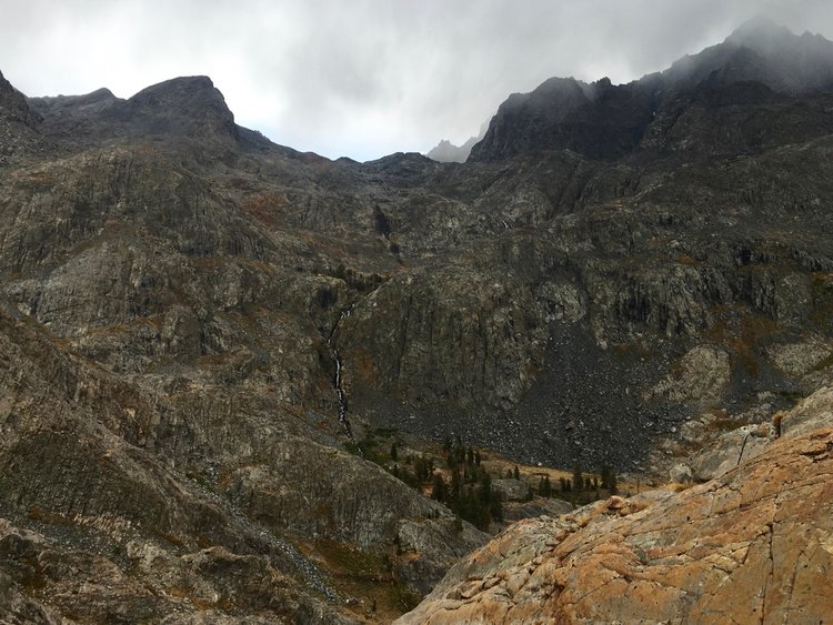 Looking back at our route from our hidey- hole.