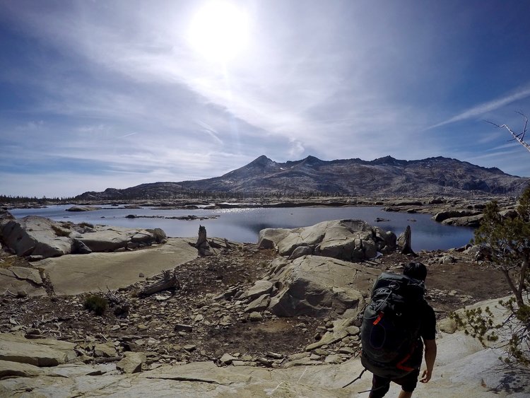 The dry shoreline of Lake Aloha