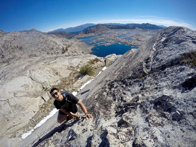 Having some fun bouldering up some of the rock faces