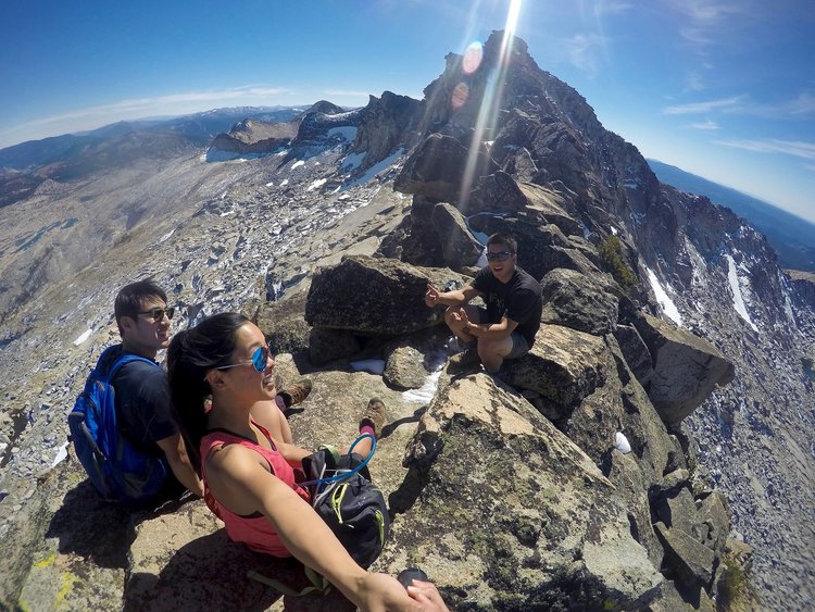 Taking a break on the ridge with the peak in site
