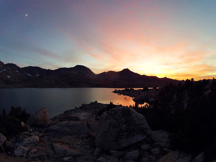 Fiery sunset on night one.