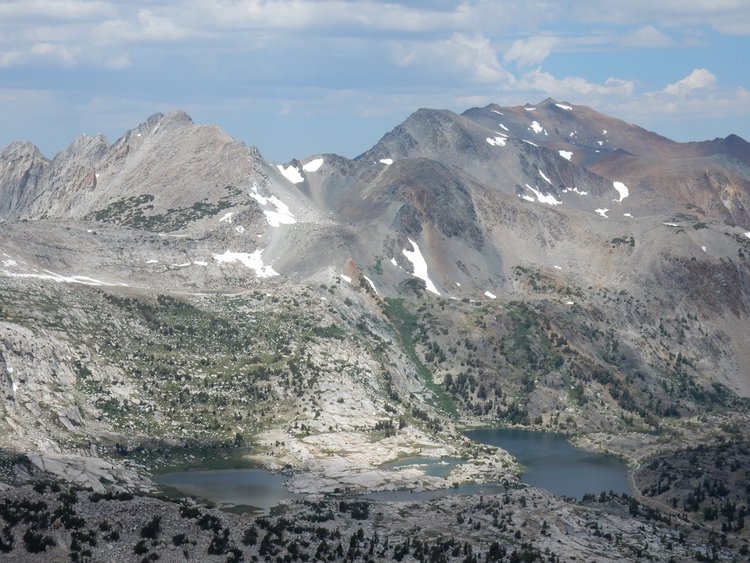 Shepherd Crest, Cascade &amp; Steelhead Lakes with Sky Pilot Col in the distance (from Mt Conness ridge)