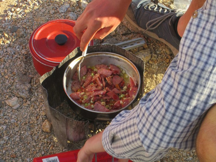 Foraged wild onions made a nice addition to pasta with sausage