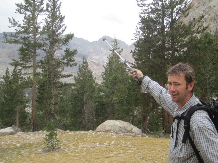 Brad claims I'm pointing the trekking pole exactly at Pants Pass. Hard to believe.