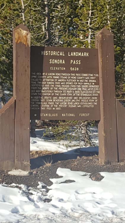 The historical sign at Sonora Pass