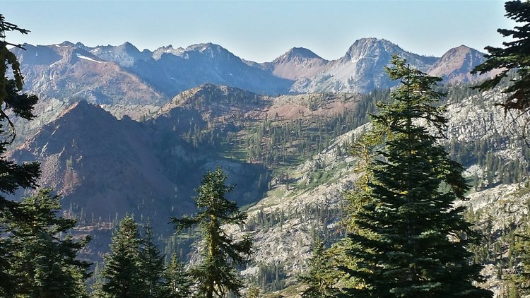 From the ridge above Ward Lake (Horseshoe Lake is on the other side of the red ridge)