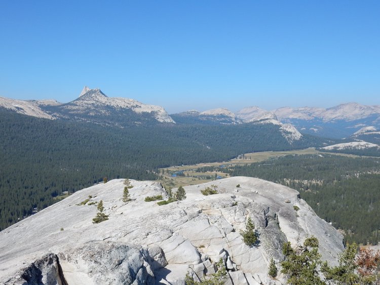 Cathedral Peak &amp; Tuolumne Meadows from Lembert Dome