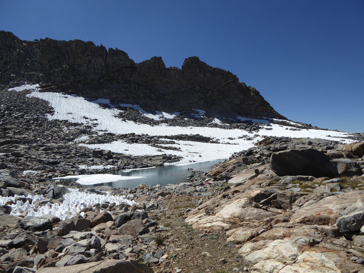 Camp at lake below maclure