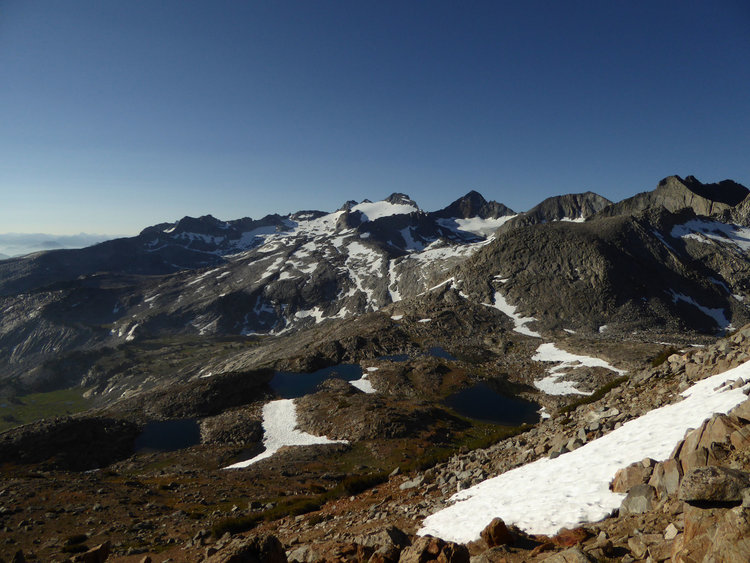 Lakes below Amelia Earhart lyell, maclure, simmons peaks