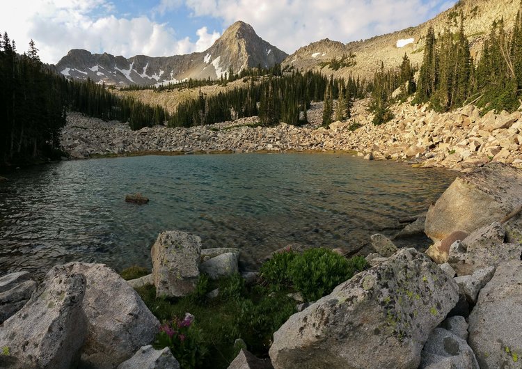After detouring a couple of miles from the virtual freeway of the Red Pine Lakes trail, you hit Lower Maybird Lake below the Pfeifferhorn. It wouldn't be shocking if over 50 people stood on that summit throughout the day.