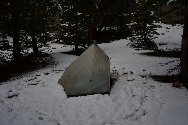 While in my tent I was constantly pushing off snow since it was coming down so fast. 2 inch per hour rates!