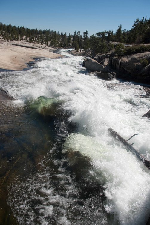 Falls Creek below the bridge about 50% off its crest.  Not what you want to cross.
