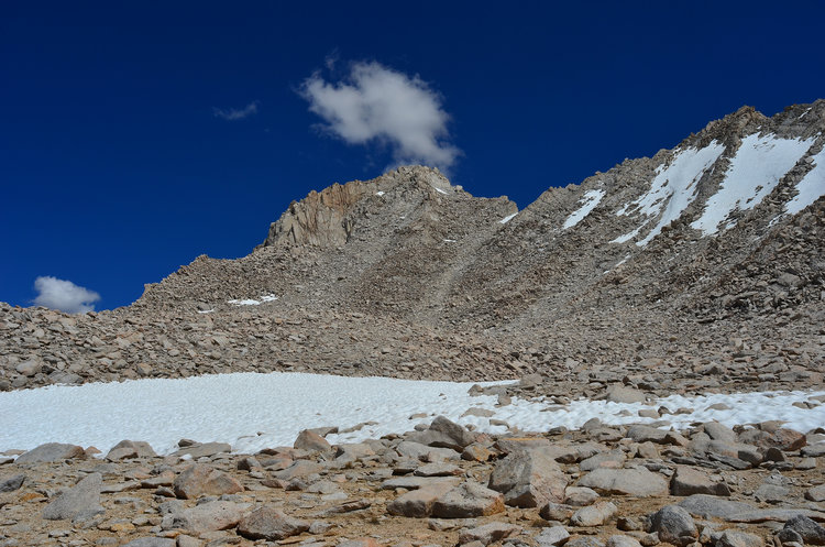Bear Creek Spire is an incredibly impressive mountain from most angles. You can clearly see the vertical headwall at the very top.