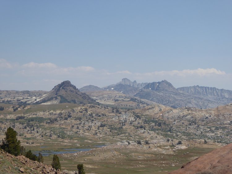 View east from Brown Bear Pass, Tower Peak visible in distance